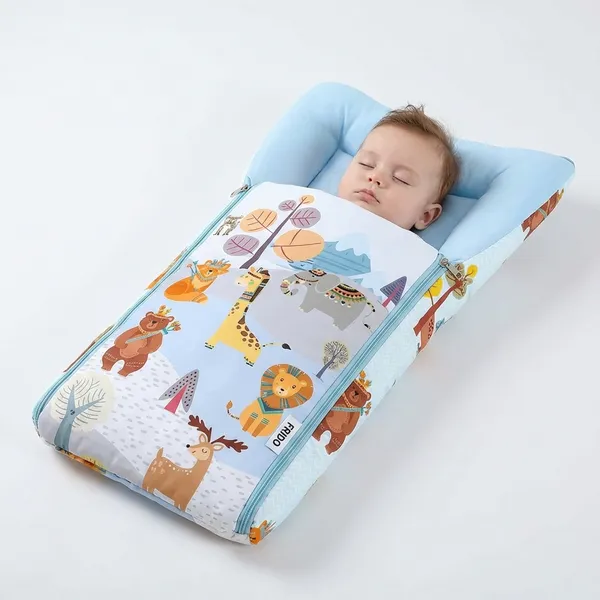 Blue_Pure_Cotton_Breathable_Sleeping_Bag_With_Smooth_Zipper_Carry_Nest_Bedding_For_Newborn_Baby