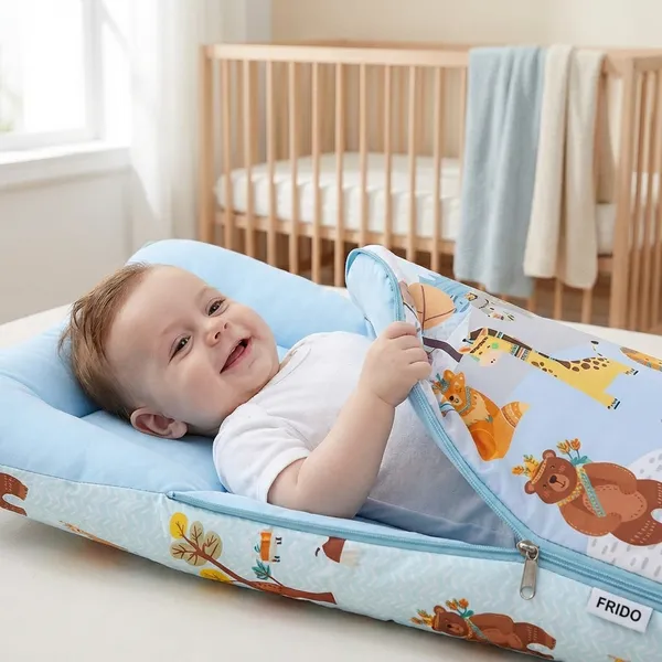 Blue_Pure_Cotton_Breathable_Sleeping_Bag_With_Smooth_Zipper_Carry_Nest_Bedding_For_Newborn_Baby