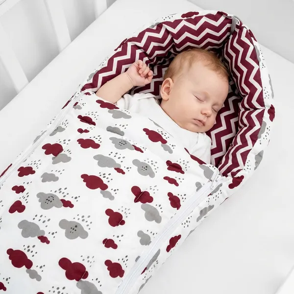 Maroon_Pure_Cotton_Breathable_Sleeping_Bag_With_Smooth_Zipper_Carry_Nest_Bedding_For_Newborn_Baby