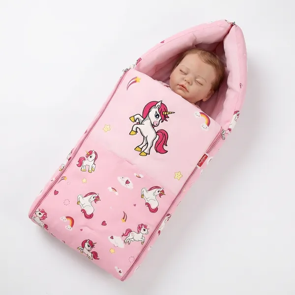 Light_Pink_Pure_Cotton_Breathable_Sleeping_Bag_With_Smooth_Zipper_Carry_Nest_Bedding_For_Newborn_Baby