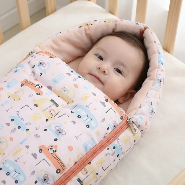 White_Pure_Cotton_Breathable_Sleeping_Bag_With_Smooth_Zipper_Carry_Nest_Bedding_For_Newborn_Baby