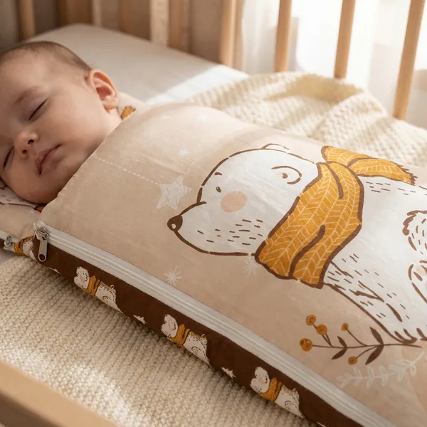 Brown_Pure_Cotton_Breathable_Sleeping_Bag_With_Smooth_Zipper_Carry_Nest_Bedding_For_Newborn_Baby