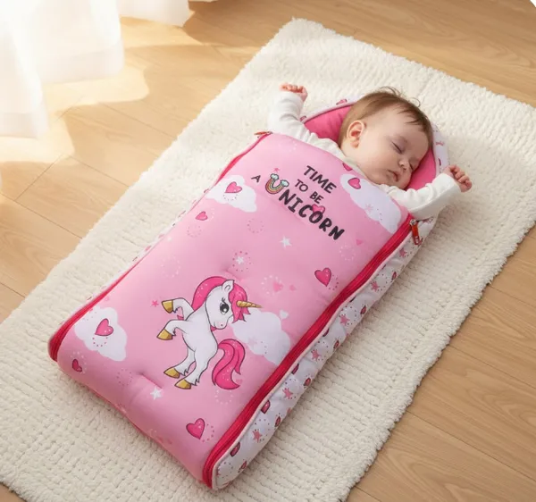 Pink_Pure_Cotton_Breathable_Sleeping_Bag_With_Smooth_Zipper_Carry_Nest_Bedding_For_Newborn_Baby