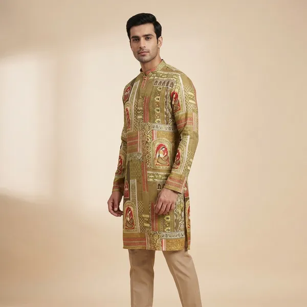 Mehendi_Pure_Cotton_Digital_Rajasthani_Print_Kurta_Pajama_Set_For_Men