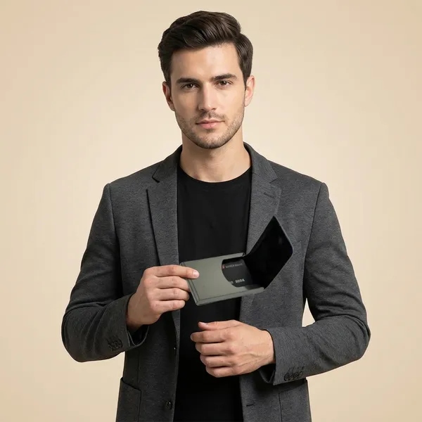 Black_With_Metallic_Grey_Base_Metal_Card_Holder_For_Unisex