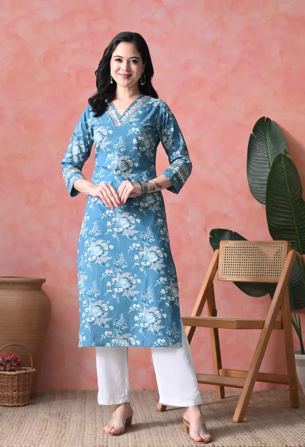 Sea_Green_Cotton_Floral_Embroidered_Kurta_For_Women