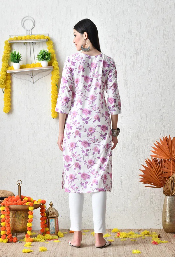 White_And_Purple_Cotton_Floral_Printed_Kurta_For_Women