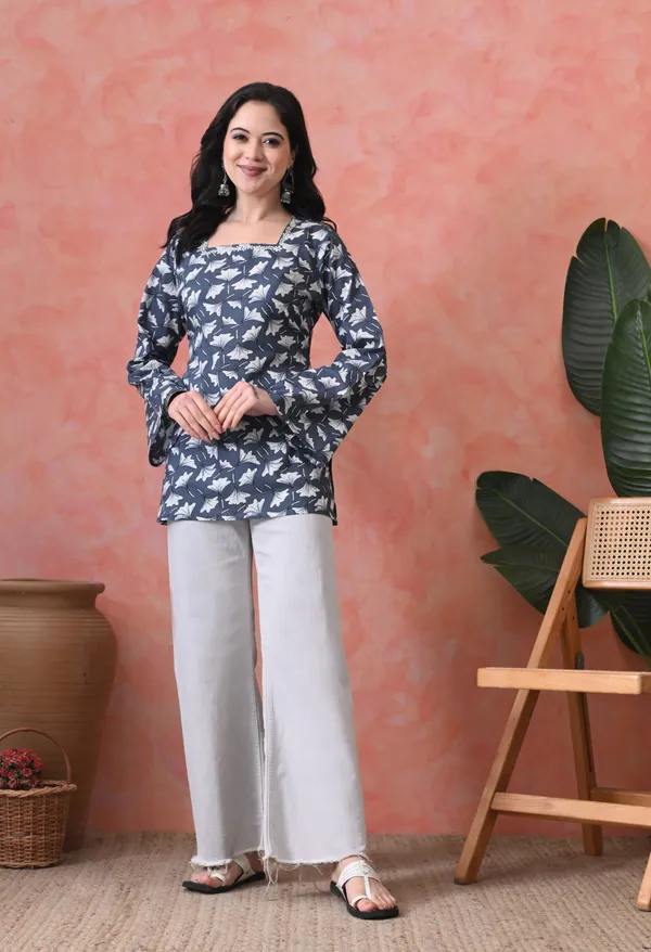 Grey_Cotton_Floral_Print_Kurti_For_Women