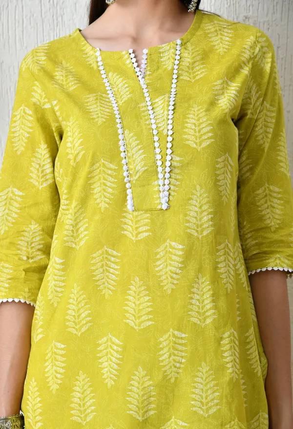 Lemon_Yellow_Cotton_Printed_Kurta_For_Women