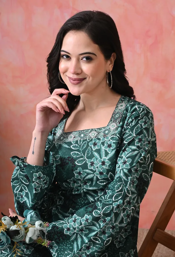 Green_Cotton_Floral_Embroidered_Kurti_For_Women