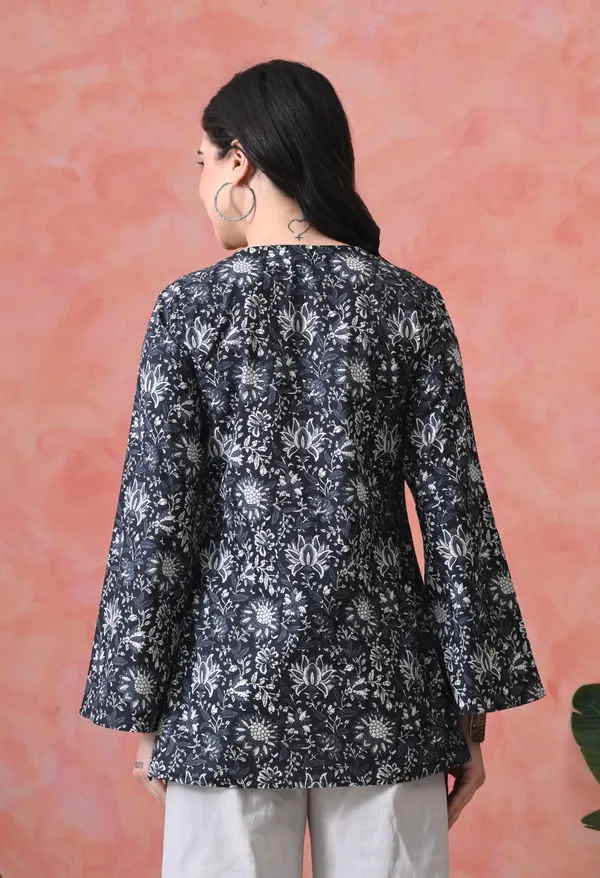 Black_Cotton_Floral_Print_Kurti_For_Women