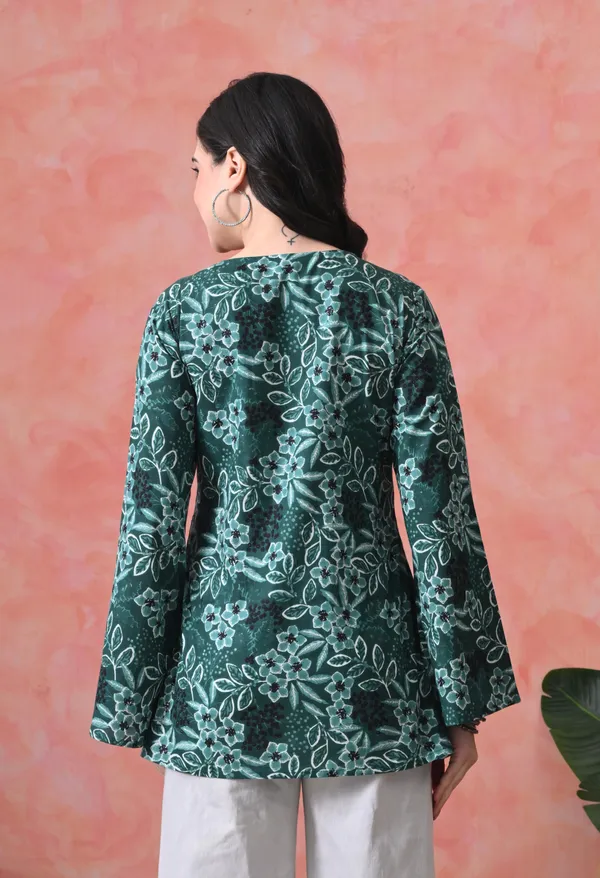 Green_Cotton_Floral_Embroidered_Kurti_For_Women