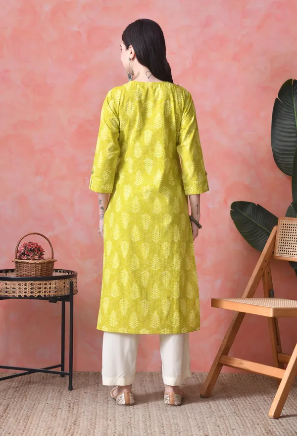 Lemon_Yellow_Cotton_Embroidered_Kurta_For_Women