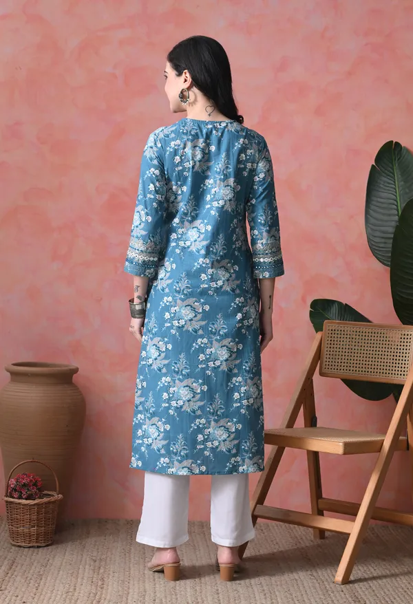 Sea_Green_Cotton_Floral_Embroidered_Kurta_For_Women