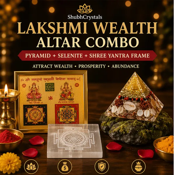 Lakshmi_Wealth_Altar_Combo_–_Laxmi_Pyramid_+_Selenite_Plate_+_Shree_Yantra_Frame