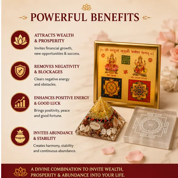 Lakshmi_Wealth_Altar_Combo_–_Laxmi_Pyramid_+_Selenite_Plate_+_Shree_Yantra_Frame