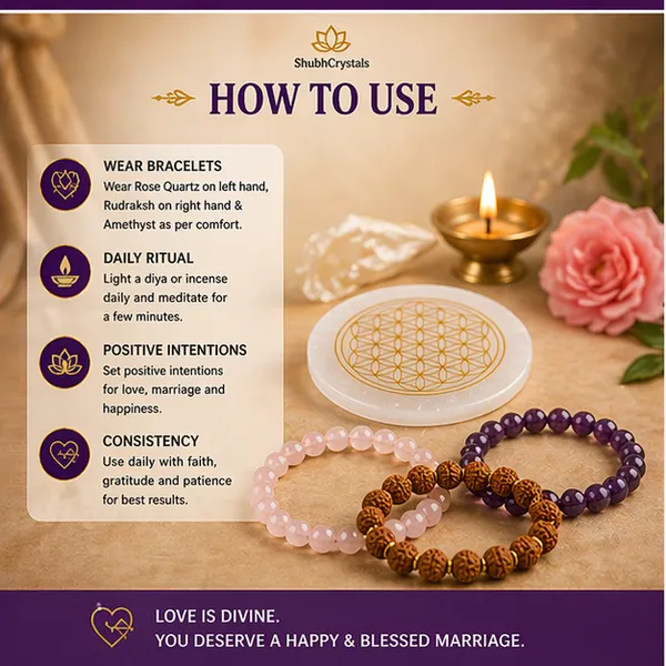 Marriage_Delay_Remedy_Combo_–_Love_&_Commitment_Activation_(Rose_Quartz_Bracelet_+_5_Mukhi_Rudraksh_Bracelet_+_Amethyst_Bracelet)