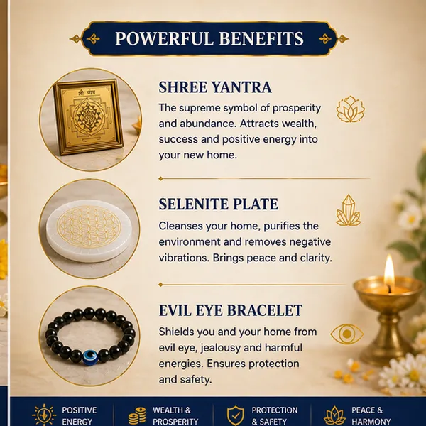 New_Home_Entry_Combo_–_Vastu_Shanti_&_Positive_Energy_Kit_-_Shree_Yantra_Pyrite_Frame_+_Evil_Eye_Bracelet_+_Selenite_Plate