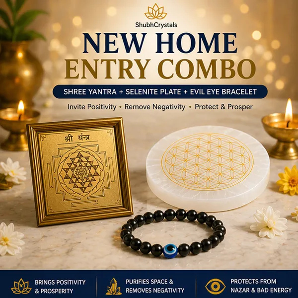 New_Home_Entry_Combo_–_Vastu_Shanti_&_Positive_Energy_Kit_-_Shree_Yantra_Pyrite_Frame_+_Evil_Eye_Bracelet_+_Selenite_Plate