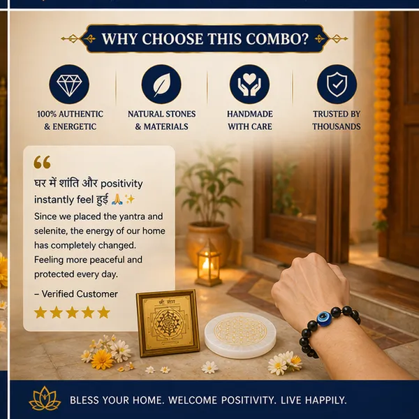 New_Home_Entry_Combo_–_Vastu_Shanti_&_Positive_Energy_Kit_-_Shree_Yantra_Pyrite_Frame_+_Evil_Eye_Bracelet_+_Selenite_Plate