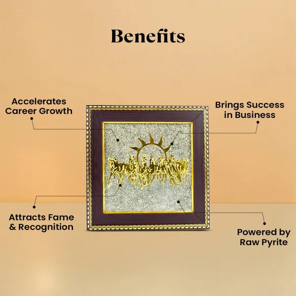 7_Horses_On_Raw_Pyrite_Frame_With_Shree_Yantra_Pyrite_Frame_-_Career_And_Wealth_|_Pack_of_2