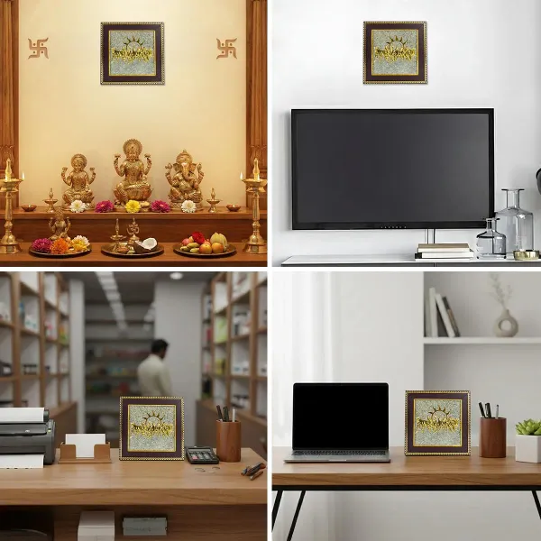 7_Horses_On_Raw_Pyrite_Frame_With_Shree_Yantra_Pyrite_Frame_-_Career_And_Wealth_|_Pack_of_2