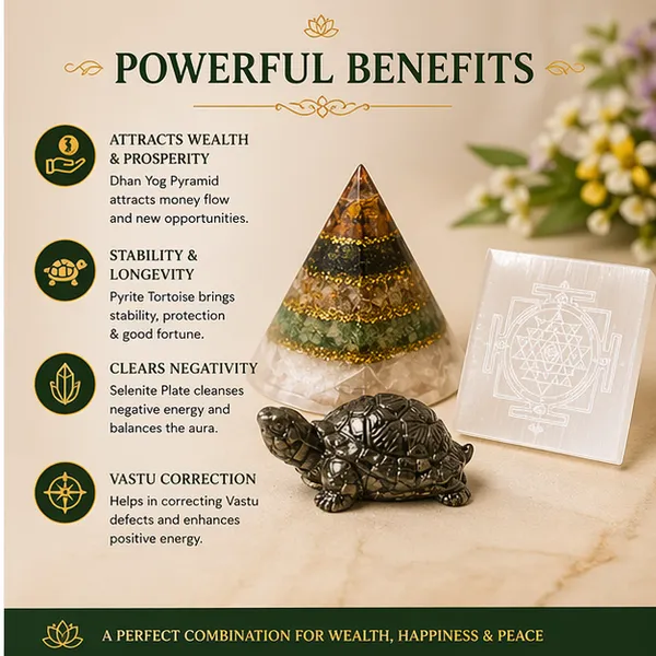 Home_Wealth_Vastu_Combo_–_Selenite_Plate_+_Pyrite_Tortoise_+_Dhan_Yog_Pyramid