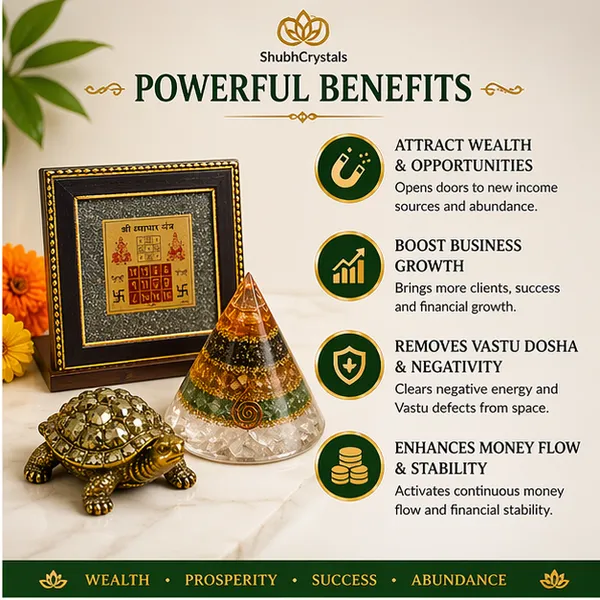 Vastu_Wealth_Combo_–_Business_Growth_&_Success_-_Vyapar_Vriddhi_Frame_+_Pyrite_Tortoise_+_Conical_Dhan_Pyramid