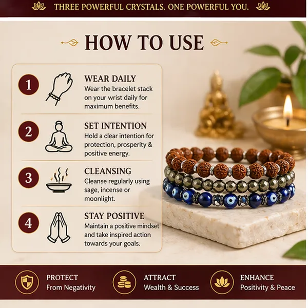 Complete_Bracelet_Stack_–_5_Mukhi_Rudraksh_Bracelet_+_Raw_Pyrite_Bracelet_+_Evil_Eye_Bracelet