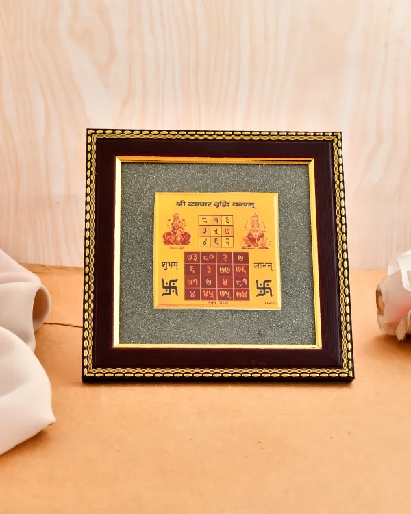 Shubh_Vyapar_Combo_-_Vyapar_Vridhi_Yantra_Frame_And_Navgraha_Bracelet_|_Multicolor_Pack_of_2