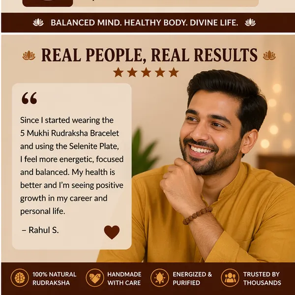 5_Mukhi_Rudraksha_Bracelet_+_FREE_Selenite_Plate_–_Health,_Growth_&_Balance