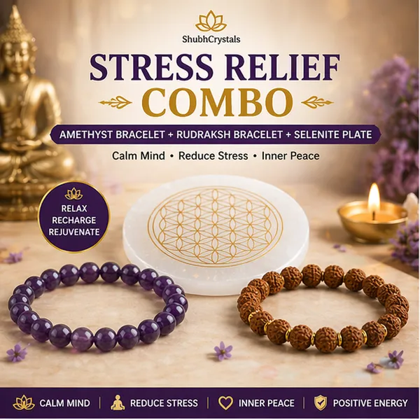 Stress_Relief_Combo_–_Peace,_Sleep_&_Anxiety_Control_(Amethyst_Bracelet_+_5_Mukhi_Rudraksh_Bracelet_+_Selenite_Plate)