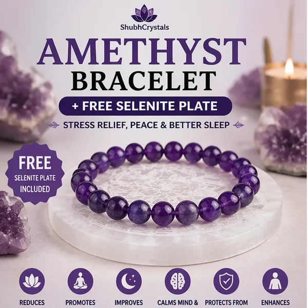 Amethyst_Bracelet_+_FREE_Selenite_Plate_–_Stress_Relief,_Peace_&_Better_Sleep