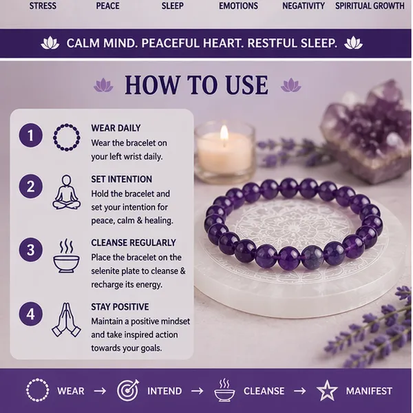 Amethyst_Bracelet_+_FREE_Selenite_Plate_–_Stress_Relief,_Peace_&_Better_Sleep