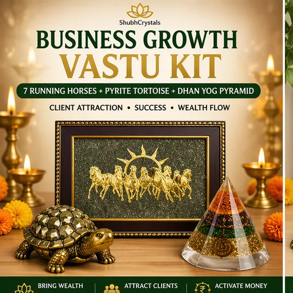 Business_Growth_Vastu_Kit_–_Attract_Clients_&_Success_-_7_Horses_Pyrite_Frame_+_Conical_Dhan_Pyramid_+_Pyrite_Tortoise