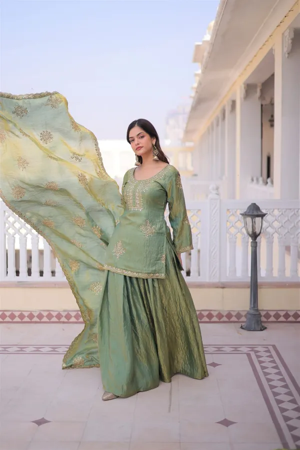PISTA_PREMIUM_TOP-SHARARA-DUPATTA_WITH_ZARI_SEQUINS_WORK_FOR_WOMEN