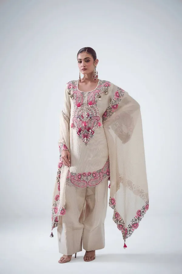ELEGANT_CREAM_COLOUR_PURE_HEAVY_GEORGETTE_WITH_EMBROIDERY_THREAD_WORK_FOR_WOMEN