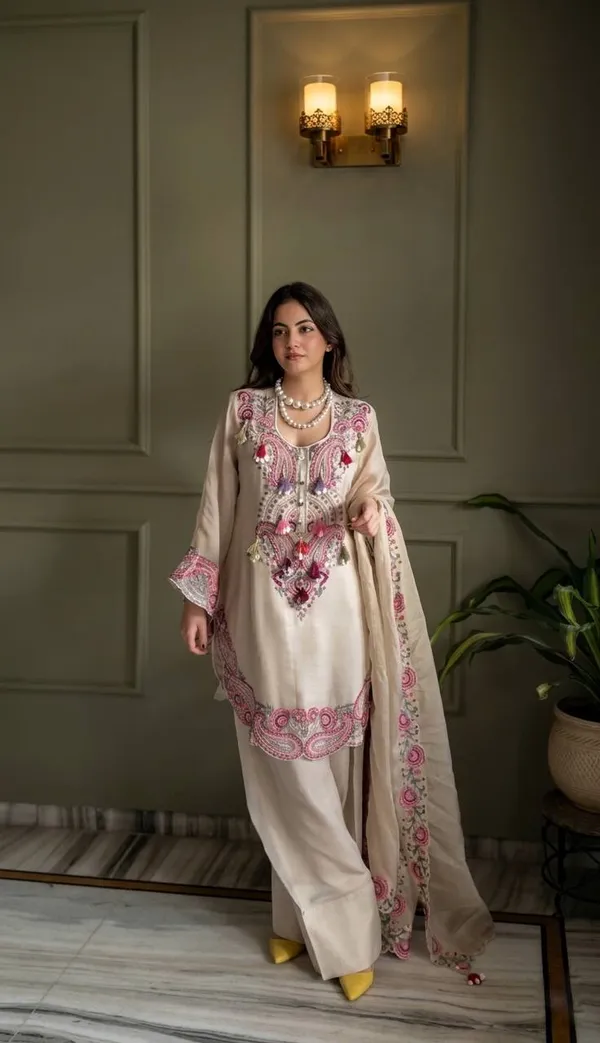 ELEGANT_CREAM_COLOUR_PURE_HEAVY_GEORGETTE_WITH_EMBROIDERY_THREAD_WORK_FOR_WOMEN