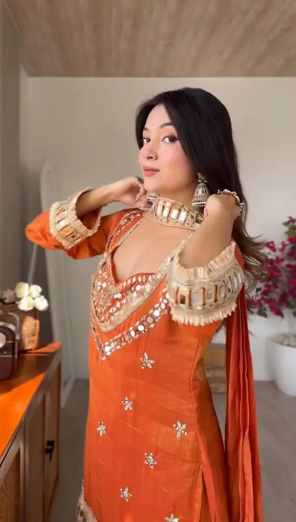 Orange_Embellished_Mirror_Work_Ethnic_Suit_Set_With_Wide_Palazzo_And_Dupatta_For_Women