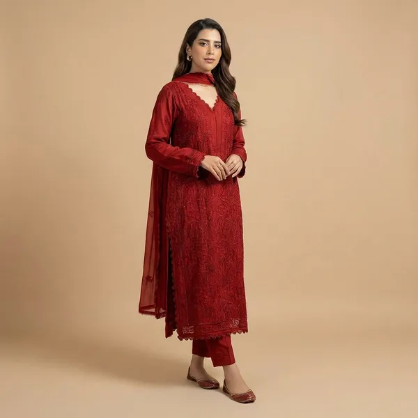 Red_Embroidered_Salwar_Suit_Set_With_Dupatta_For_Women