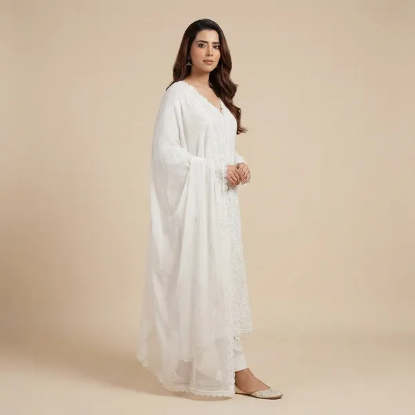 White_Embroidered_Ethnic_Kurta_Set_For_Women