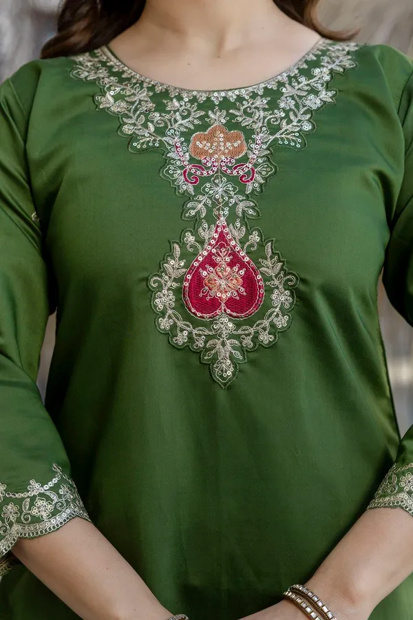 PRESENTING_A_NEW_DESIGN_IN_MEHNDI_COLOUR_CHANDERI_FABRIC_EMBROIDERED_WORK_WITH_DUPATTA_FOR_WOMEN