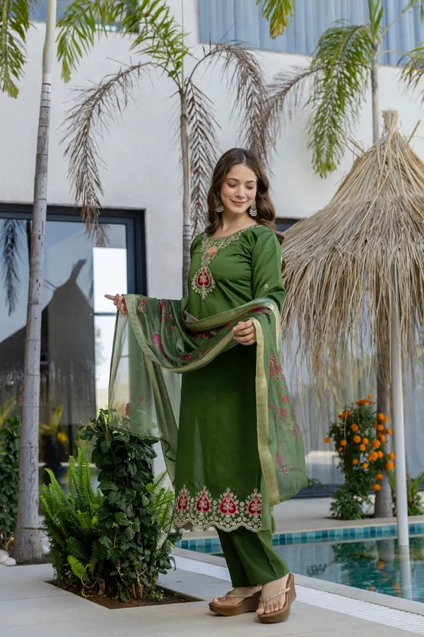PRESENTING_A_NEW_DESIGN_IN_MEHNDI_COLOUR_CHANDERI_FABRIC_EMBROIDERED_WORK_WITH_DUPATTA_FOR_WOMEN