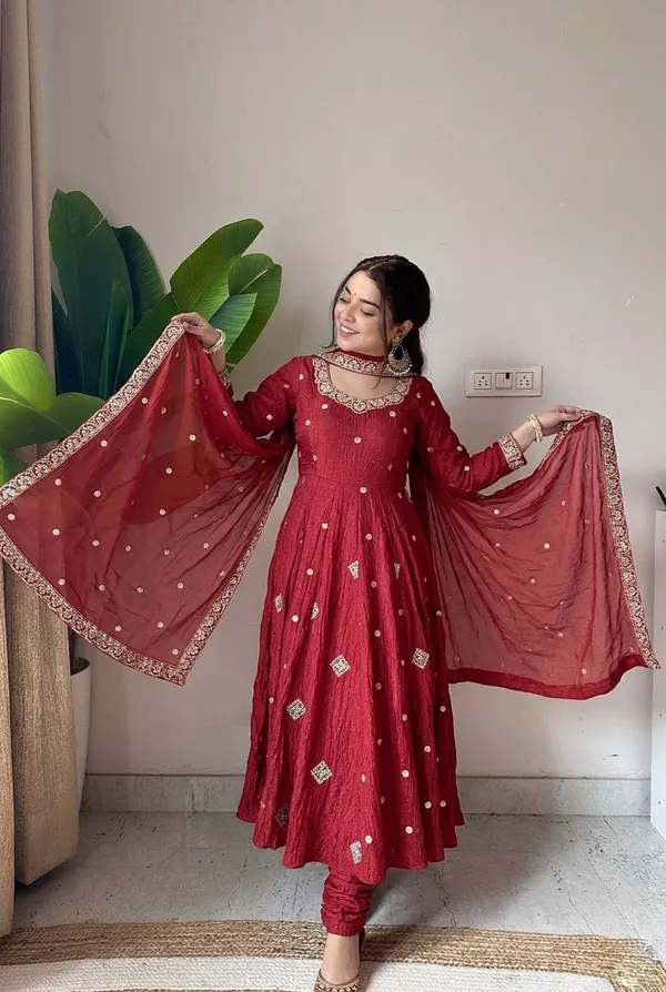 PRESENTING_CRUNCHY_SILK_EMBROIDERED_SQUENCE_WORK_WITH_FULLY_FLAIR_FOR_WOMEN