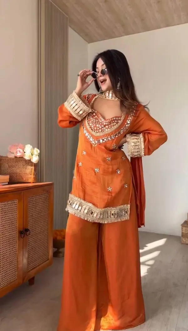 Orange_Embellished_Mirror_Work_Ethnic_Suit_Set_With_Wide_Palazzo_And_Dupatta_For_Women