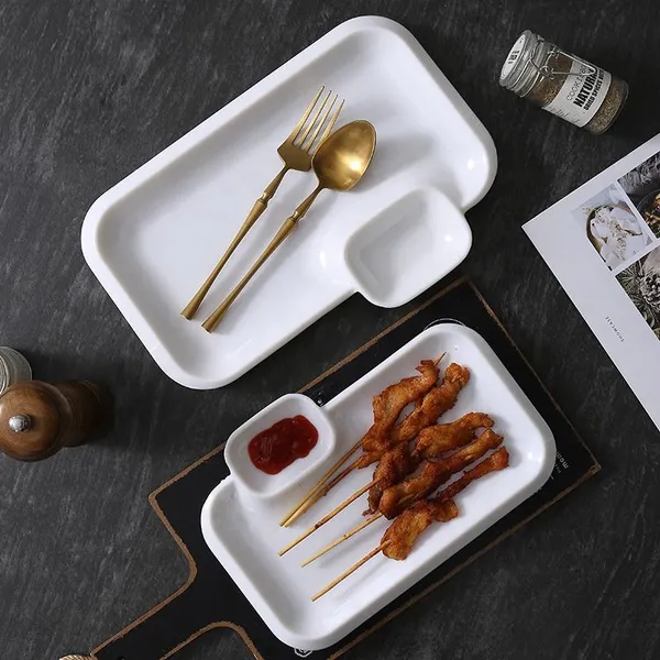 White_Ceramic_Snack_&_Dip_Serving_Set_-_12_Inch