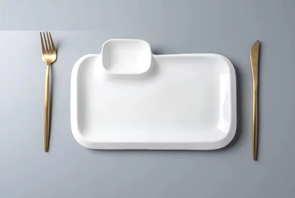 White_Ceramic_Snack_&_Dip_Serving_Set_-_12_Inch