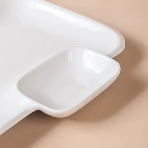 White_Ceramic_Snack_&_Dip_Serving_Set_-_12_Inch