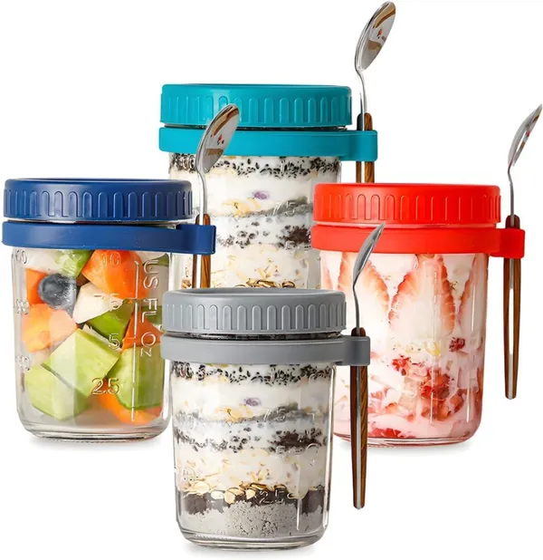Multicolor_Glass_Jar_With_Spoon_440_Ml_Pack_Of_2