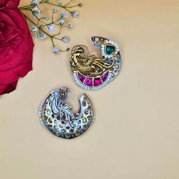 Multicolor_Alloy_With_Kundan_Stones_Premium_Stud_Earrings_For_Women
